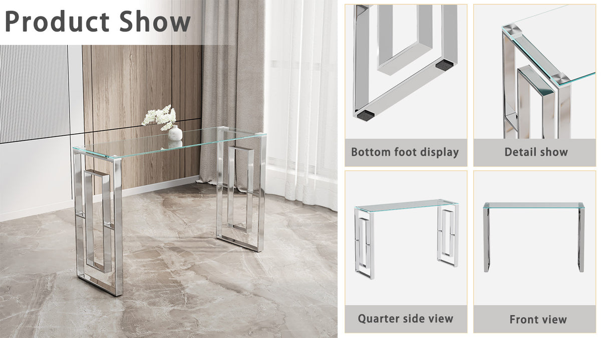 Console Table Stainless Steel Glass,Meal side table silvery Clearbs-02 s W1727P195277-djyc