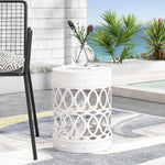 Modern Cylindrical Iron-Cut Side Table – Stylish, Durable, No Assembly -Large 73607.00WHI-djyc