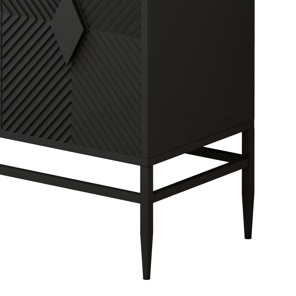 31.50" Modern 2 Door Wooden Storage Cabinet Accent Cabinet with Metal Leg Featuring Two-tier Storage, for Living Room, Entryway and Dining Room, Painted in Black W1435P206312-djyc