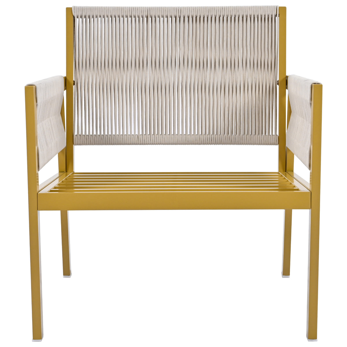 K&K 4-Piece Rope Patio Furniture Set, Outdoor Furniture with Tempered Glass Table, Patio Conversation Set Deep Seating with Thick Cushion for Backyard Porch Balcony (Beige&Mustard Yellow) SK000003AAZ-djyc