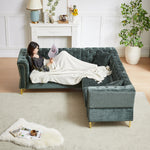 81.5-Inch Chenille Corner Sofa , L-Shaped Sectional Couch, 5-Seater Corner Sofas with 3 Cushions for Living Room, Bedroom, Apartment, Office W834S00264-djyc