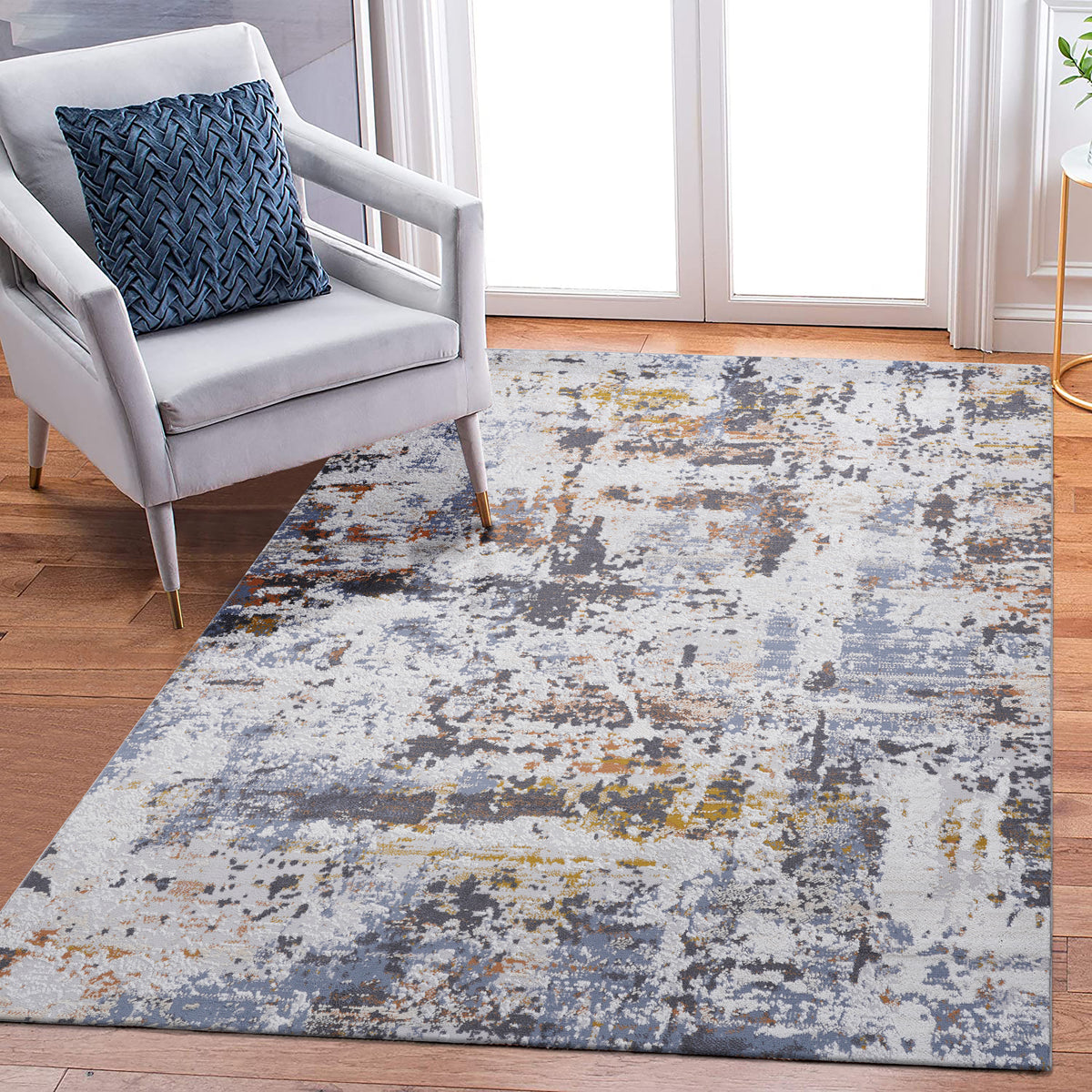 PAYAS Collection 8X10 Ivory / Blue / Abstract Area Rug-B189P183559