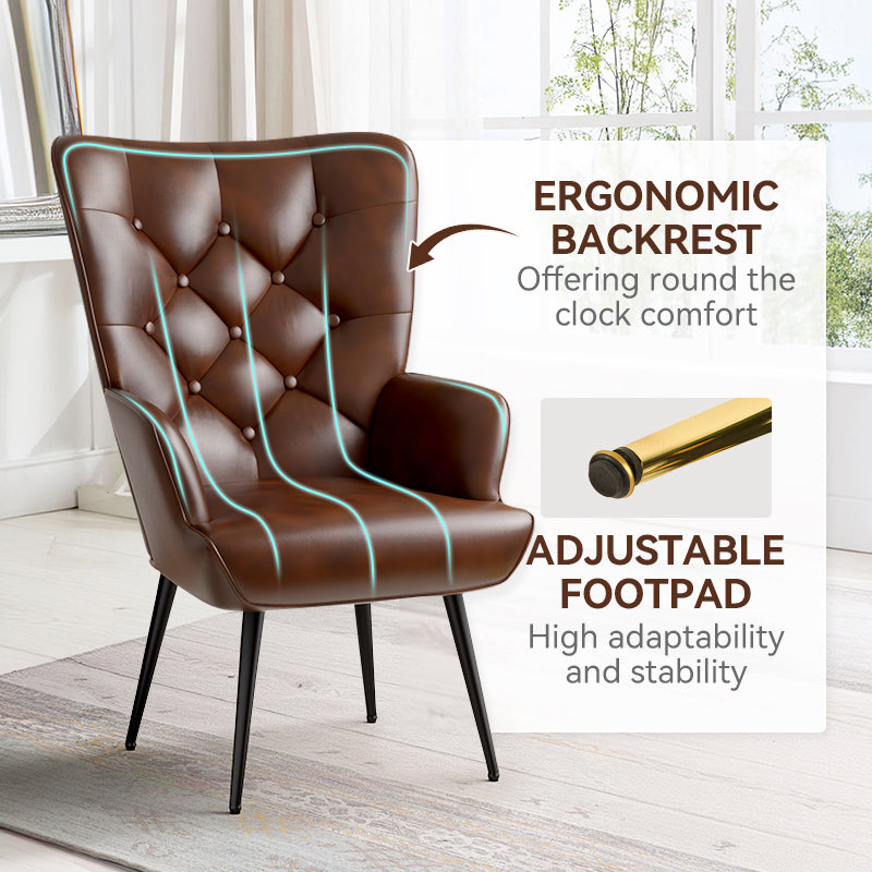 Ergonomic Leather Armchair: Thick 4.5-Inch Cushion and Adjustable Foot Support FU01030-wz