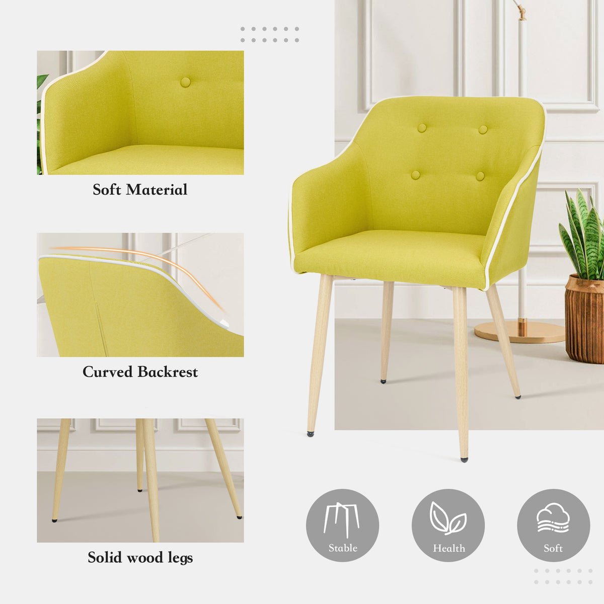 Modern Minimalist Comfortable Chair: High-Density Foam Cushion & Curved Backrest FU01091-wz