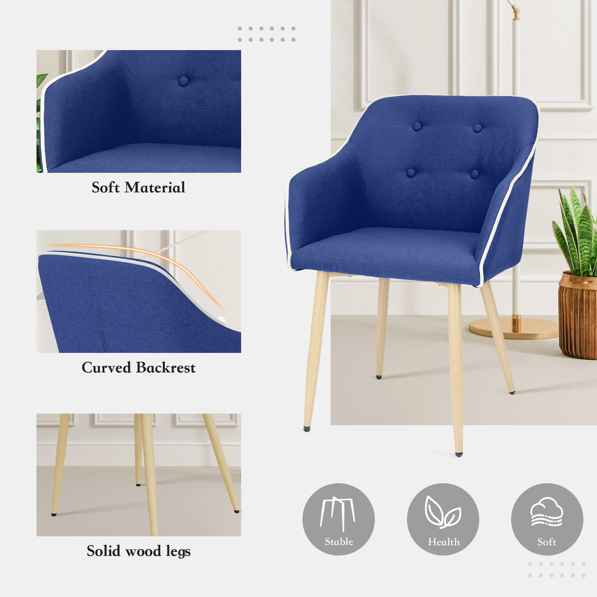 Modern Minimalist Comfortable Chair: High-Density Foam Cushion & Curved Backrest FU01091-wz