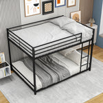 Metal Bunk Bed Full Over Full, Bunk Bed Frame with Safety Guard Rails, Heavy Duty Space-Saving Design, Easy Assembly Black W84063611-djyc
