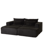 87" Oversized Sectional Lounge Chaise,No Assembly Required,Cloud Plush Loveseat with two Removable Footstool,Fluffy Modern Sleeper Chair for Indoor Living Room Bedroom W834S00333-djyc