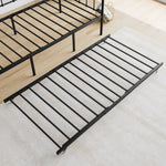 Twin Size Metal Daybed Frame with Trundle, Heavy Duty Steel Slat Support Sofa Bed Platform with Headboard, No Box Spring Needed, Black W840103518-djyc