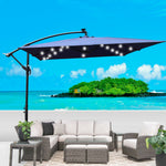 Square 2.5X2.5M Outdoor Patio Umbrella Solar Powered LED Lighted Sun Shade Market Waterproof 8 Ribs Umbrella with Crank and Cross Base for Garden Deck Backyard Pool Shade Outside Deck Swimming Pool W656127037-djyc