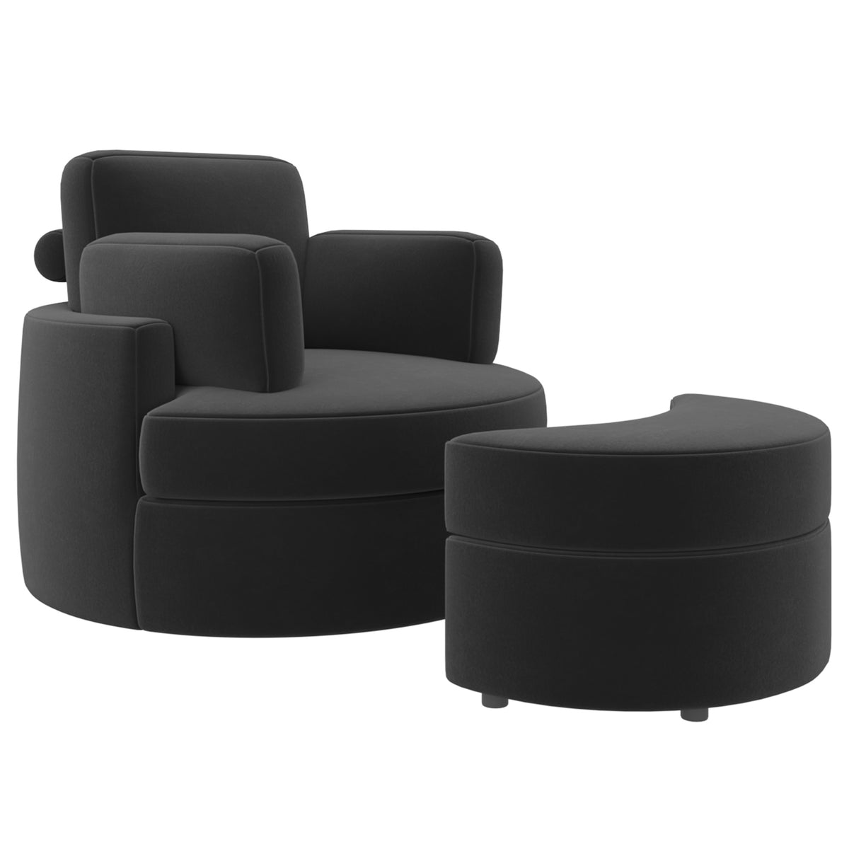 Modern Lounge Sofa and Ottoman Set: 360° Swivel & Storage Ottoman FU01046-wz