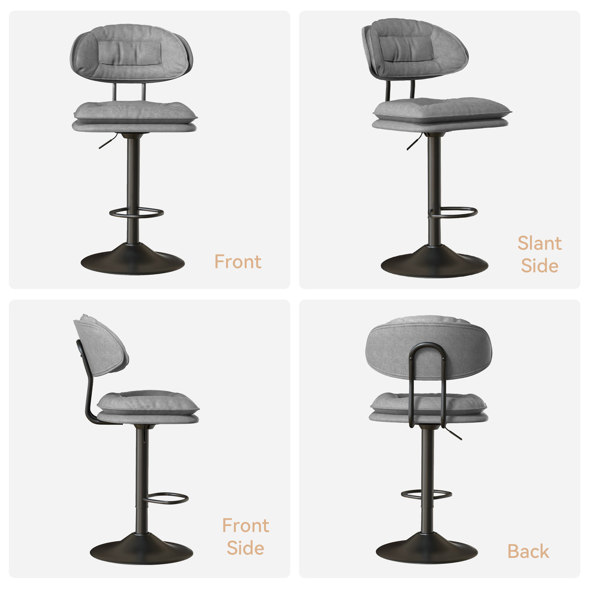 Modern Waterproof Bar Stool: Ergonomic Design & Dual-Layer Ultra-Soft Seat Cushion and Backrest FU01037-wz