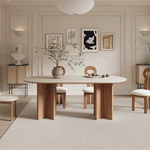 Solid Wood Sintered Stone Table – Elegant and Durable Dining Solution fjx-2664