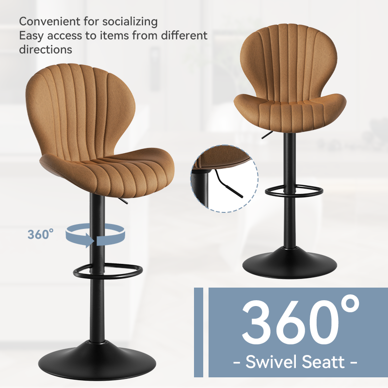 Modern Minimalist 360° Rotating Bar Stool: Resilient Foam & Ergonomic Design FU01023-wz