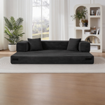 Modern cord sofa with stylish appearance, classic square design, unique two-tier design, convertible into a bed, ideal for apartments and large spaces.-W3396P439849 - 正方形修复