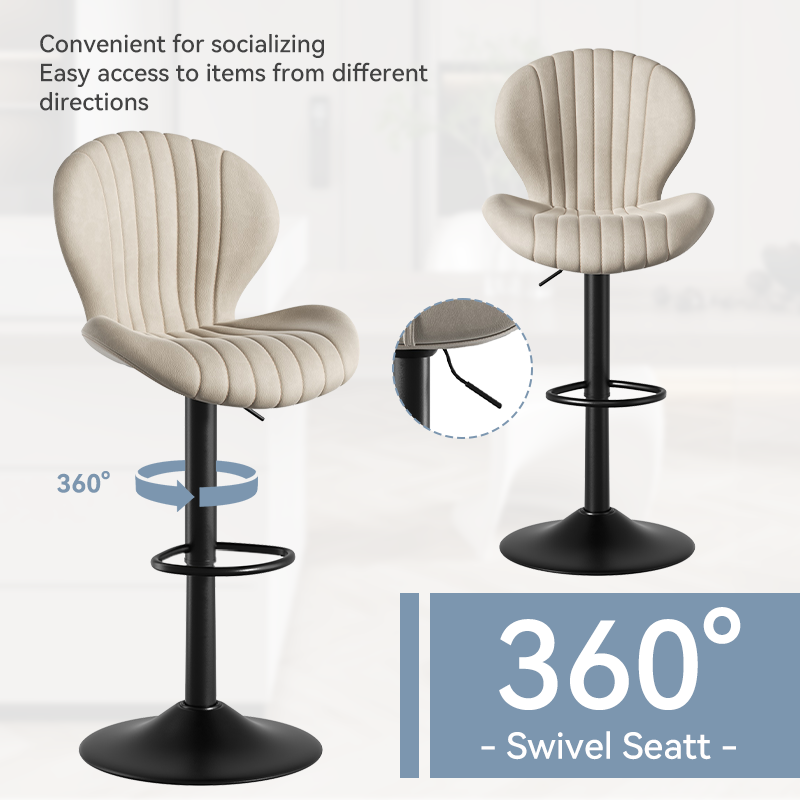 Modern Minimalist 360° Rotating Bar Stool: Resilient Foam & Ergonomic Design FU01023-wz