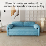 Sofa Showcase: 54" Velvet Blue Sofa Bed – A Dual-Purpose Living Room Gem with a Retractable Bed Option W1278127958-djyc