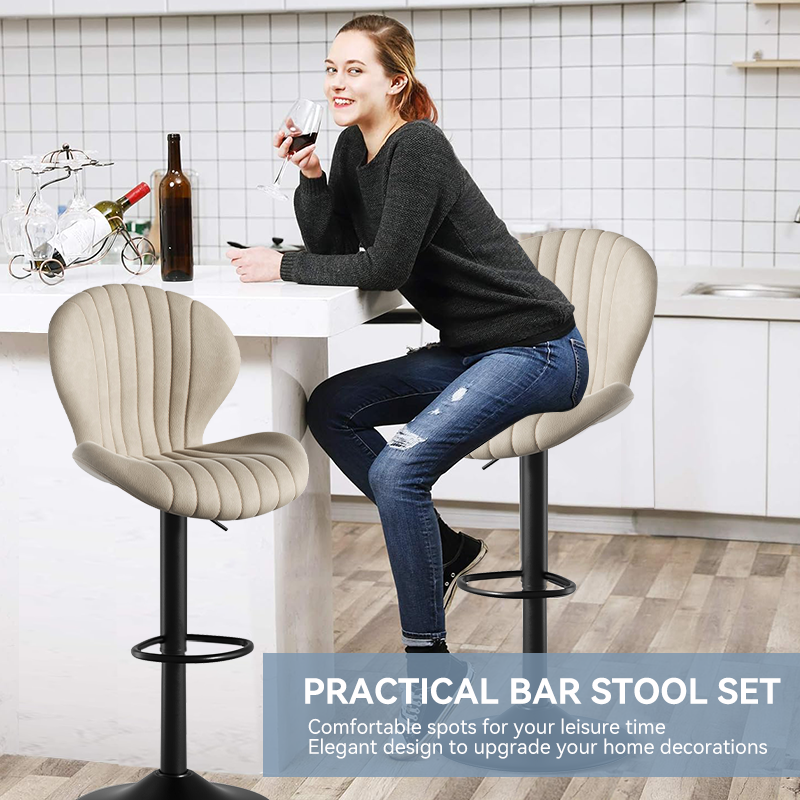 Modern Minimalist 360° Rotating Bar Stool: Resilient Foam & Ergonomic Design FU01023-wz