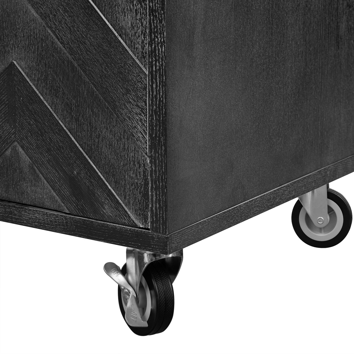 K&K 51.2"W 3D Wave Stripes Ash Veneer (Not Cheap Paper) Kitchen Island with Drop Leaf, Farmhouse Kitchen Island on Wheels with Internal Storage Rack, Rolling Kitchen Cart(Black) N707P207915B-djyc