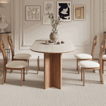 Solid Wood Sintered Stone Table – Elegant and Durable Dining Solution fjx-2664