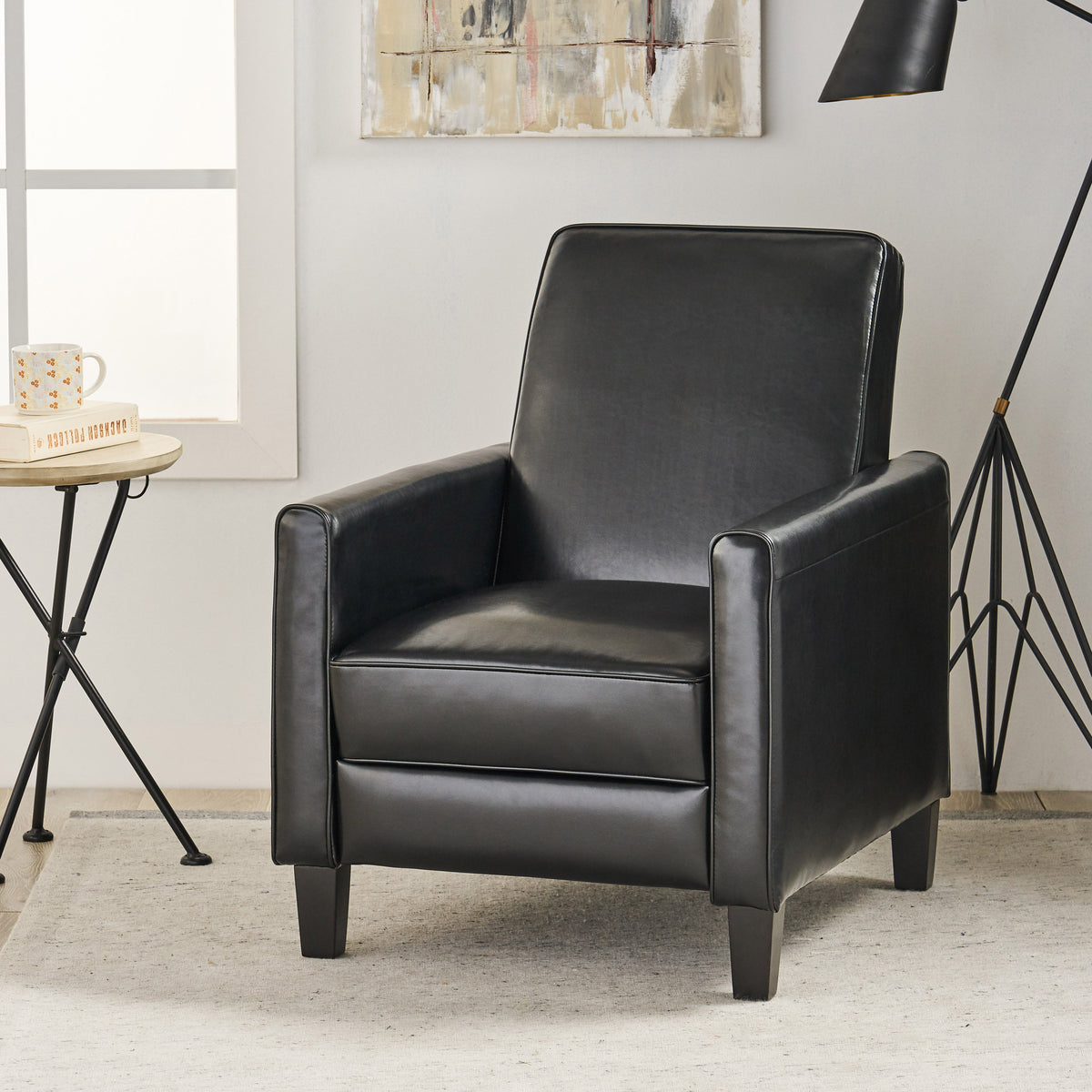 Black Fax Leather Push Back Chair for Elegant Home Décor 52422.00PUBLK-djyc