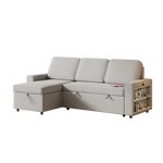 85.8" Pull Out Sleeper Sofa L-Shaped Couch Convertible Sofa Bed with Storage Chaise And Storage Racks,With USB Port And T-pyce Port W834S00267-djyc