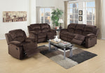 Modern Style 3pc Living Room Set 1x Sofa 1x Loveseat 1x Recliner Suede Padded Seat Metal Reclining Pillow Arms Cushion Back Chocolate Finish Primary Living Room Furniture-B011S02394