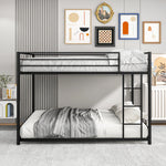 Metal Bunk Bed Full Over Full, Bunk Bed Frame with Safety Guard Rails, Heavy Duty Space-Saving Design, Easy Assembly Black W84063611-djyc
