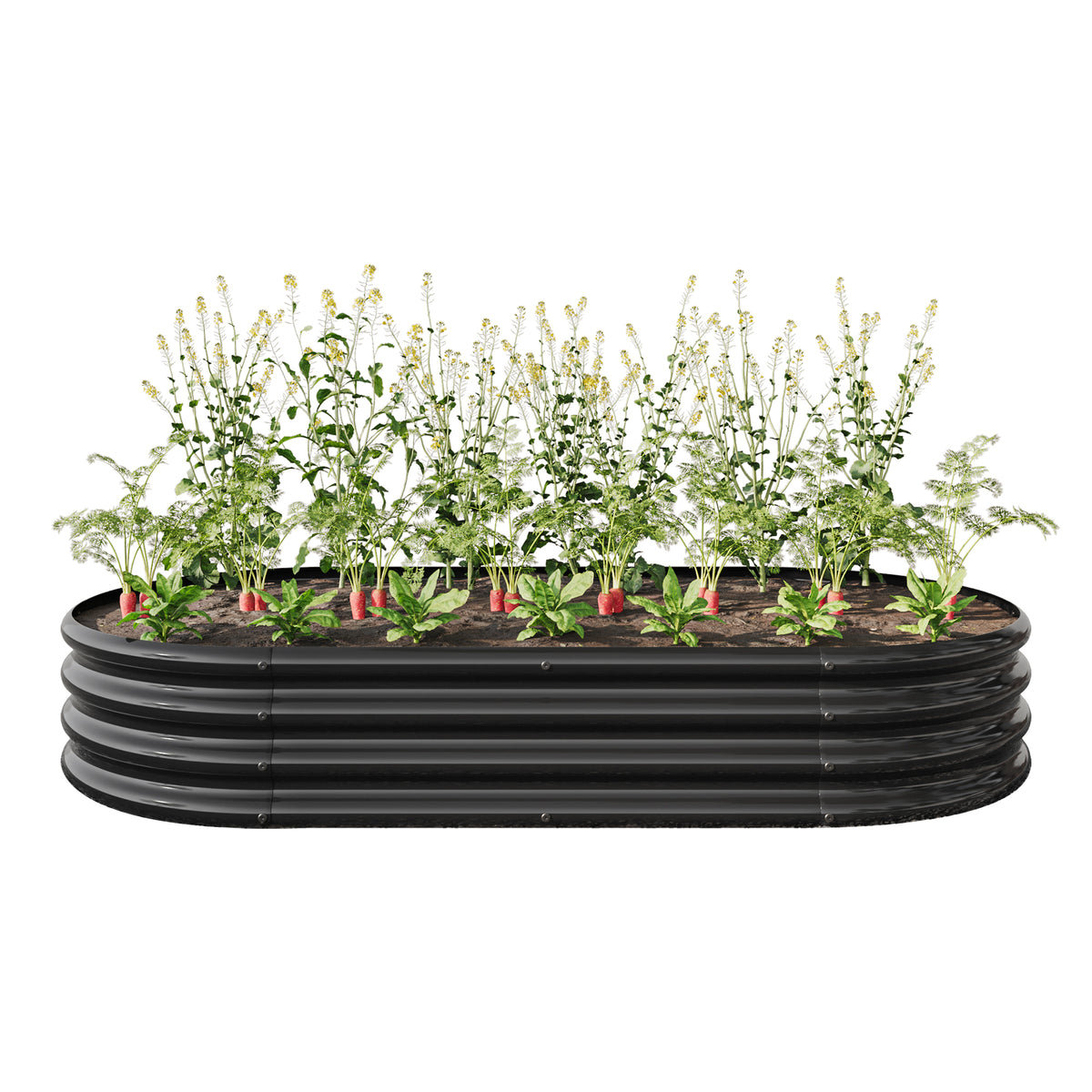 Raised Garden Bed Outdoor, Oval Large Metal Raised Planter Bed for for Plants, Vegetables, and Flowers - Black W840102508-djyc