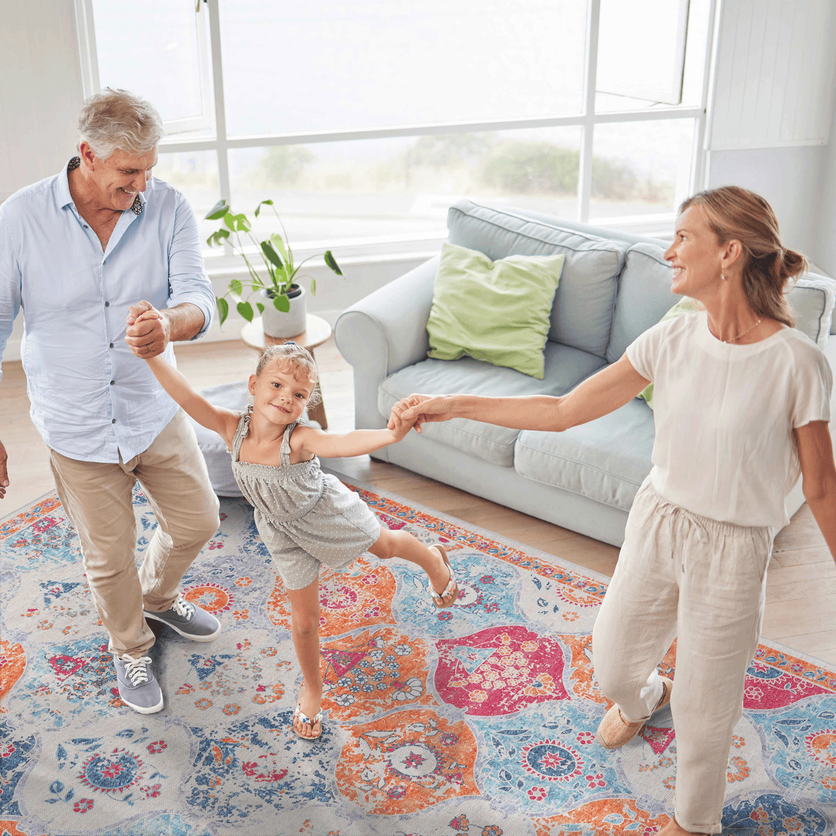 MAVAL Cream Washable Rug 5x8 Area Rug (Cream, 5' x 8')-B189P189012
