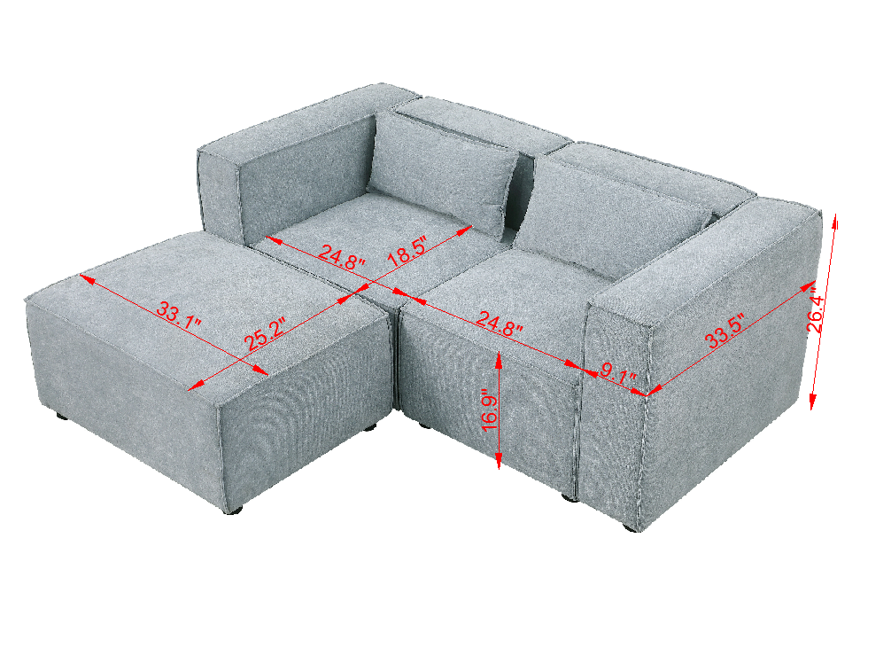 modular sofa Grayish bluechenille fabric,simple and grand, the seat and back is very soft. this is also a KNOCK DOWN sofa W1099S00112-djyc