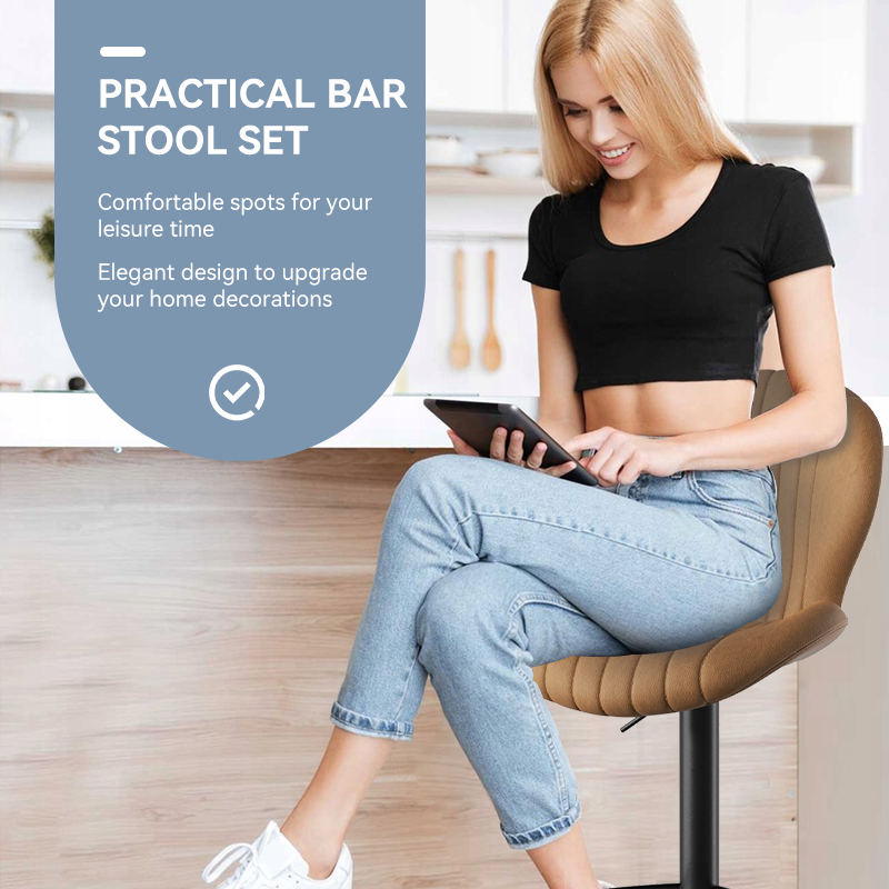 Modern Minimalist 360° Rotating Bar Stool: Resilient Foam & Ergonomic Design FU01023-wz