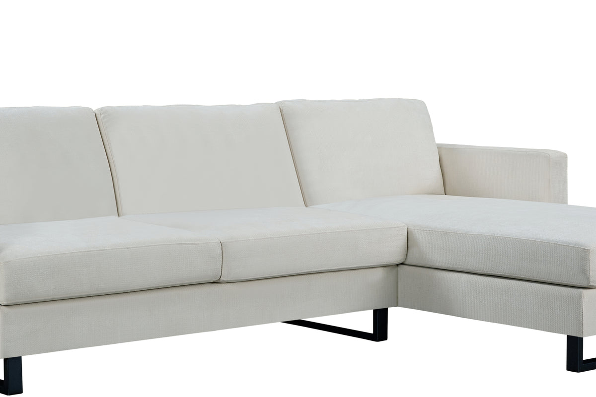 SOFA The best choice products upholstered sectional sofa for families, apartments, dormitories, award rooms, compact space with chaise longue, 3 seats, L-shaped design,off-white W1793S00004-djyc