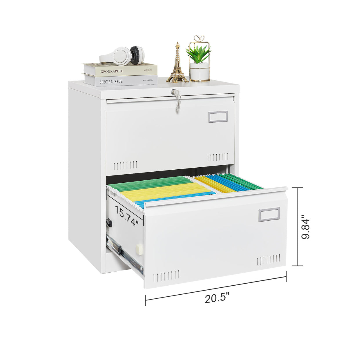 Filing Cabinet Lateral File Cabinet 2 Drawer, White Filing Cabinets with Lock, Locking Metal File Cabinets Three Drawer Office Cabinet for Legal/Letter/A4/F4 Home Offic W1247P160451-djyc