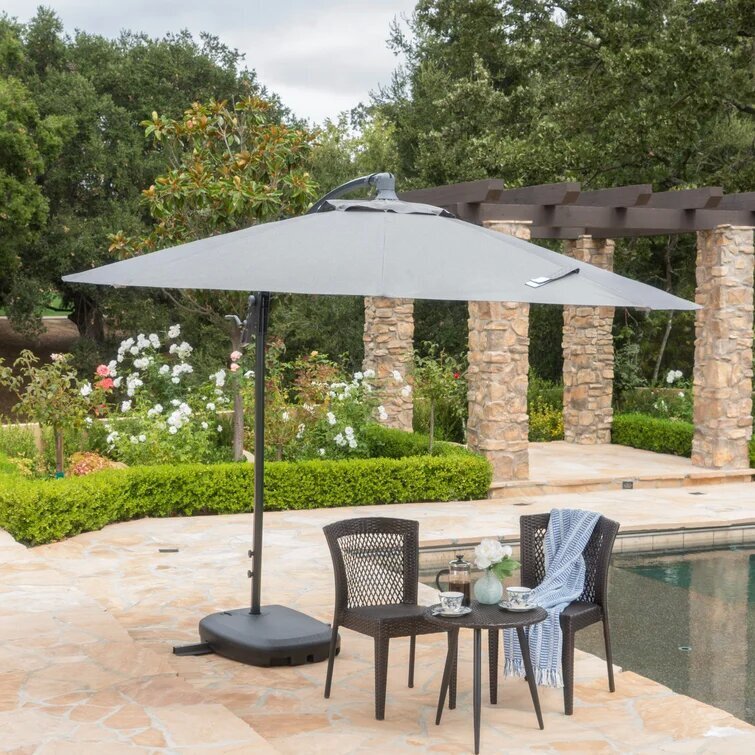 Modern Aluminum Patio Umbrella – Lightweight, Weather-Resistant with Resin Base 60641.00GRYSET-djyc