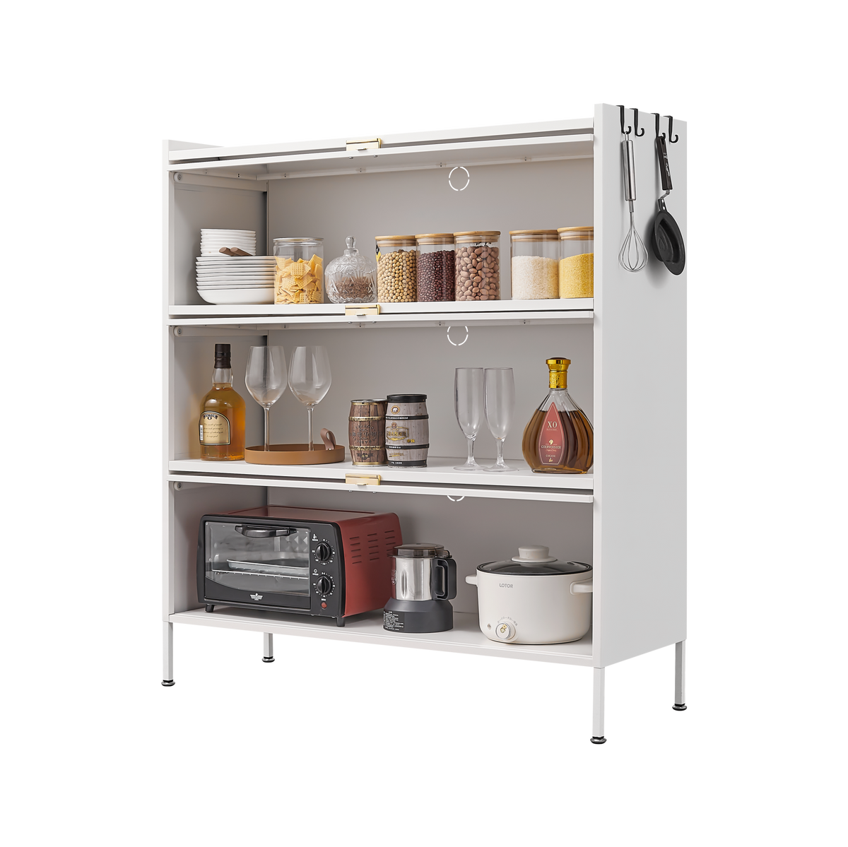 3 Tier Pantry Storage Cabinet Baker Racks for Kitchen with Storage Kitchen Pantry Storage Cabinet Microwave Rack Storage Rack W1247P179943-djyc