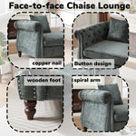 81-inch Chenille Face-to-face Chaise Lounge with Two Pillows,Nailhead trim,Button Tufted Design and Rolled Arms for Lounge, Living room and Office W834S00318-djyc