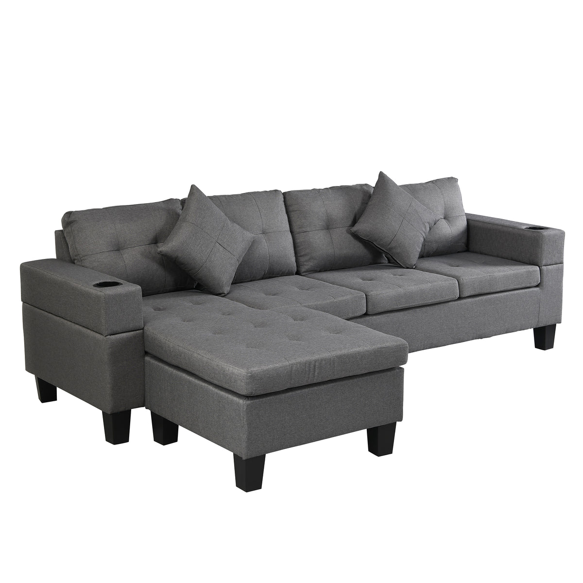 Sectional Sofa Set for Living Room with L ShapeChaise Lounge ,cup holder andLeft or Right Hand ChaiseModern 4 Seat W214S00007-djyc