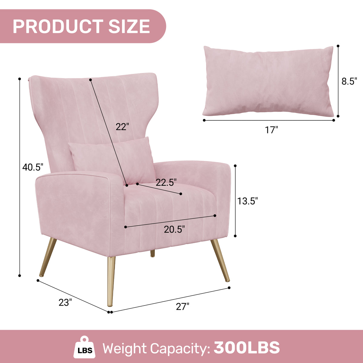 Fashionable High-Back Velvet Upholstered Armchair: High-Density Foam & Adjustable Feet FU01055-wz