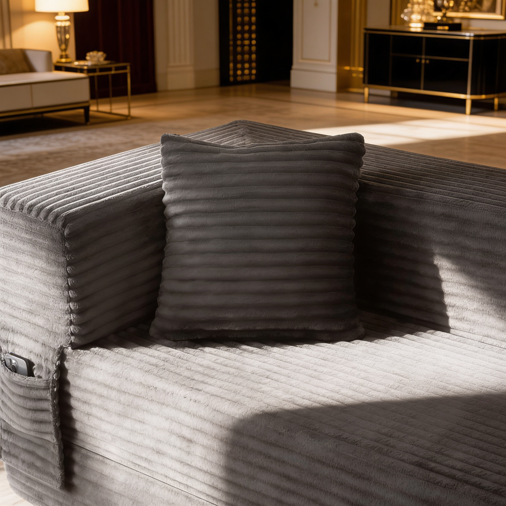 Modern cord sofa with stylish appearance, classic square design, unique two-tier design, convertible into a bed, ideal for apartments and large spaces.-W3396P439849 - 细节图