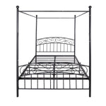 Queen Size Metal Canopy Bed Frame with Headboard and Footboard Black W84034157-djyc