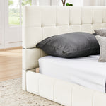 Full Size Upholstered Tufted Bed Frame, Sofa Bed Frame with Comfortable Backrest and Armrests, Full Size Bed for Bedroom, Living Room,Velvet, Beige(80.5''*59''*30.5'') W487S00223-djyc