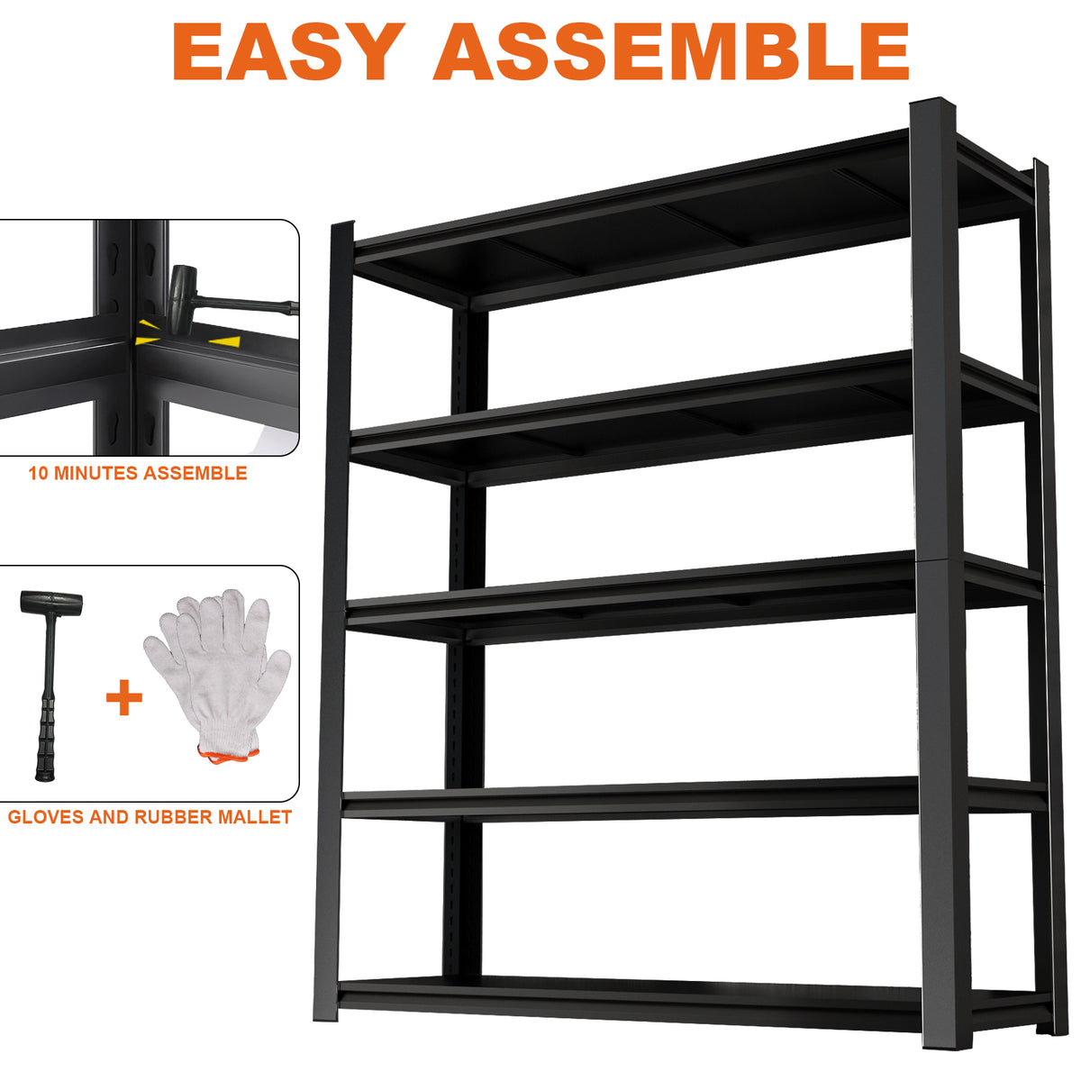 15.75 Inches Wide Black Metal Shelves, with 5 Removable Dividers, Large Capacity, Strong Load Bearing, Suitable for Garage, Kitchen and Office. W328P194166-djyc