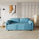 Sofa Showcase: 54" Velvet Blue Sofa Bed – A Dual-Purpose Living Room Gem with a Retractable Bed Option W1278127958-djyc