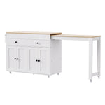 K&K 74.5 inch Kitchen Island with Extendable Dining Table , Rolling Kitchen Island on Wheels with Spice Rack and 2 Drawers,Kitchen Storage Cart with 4 Door Cabinet, for Kitchen, Dining Room, White N707S000009W-djyc