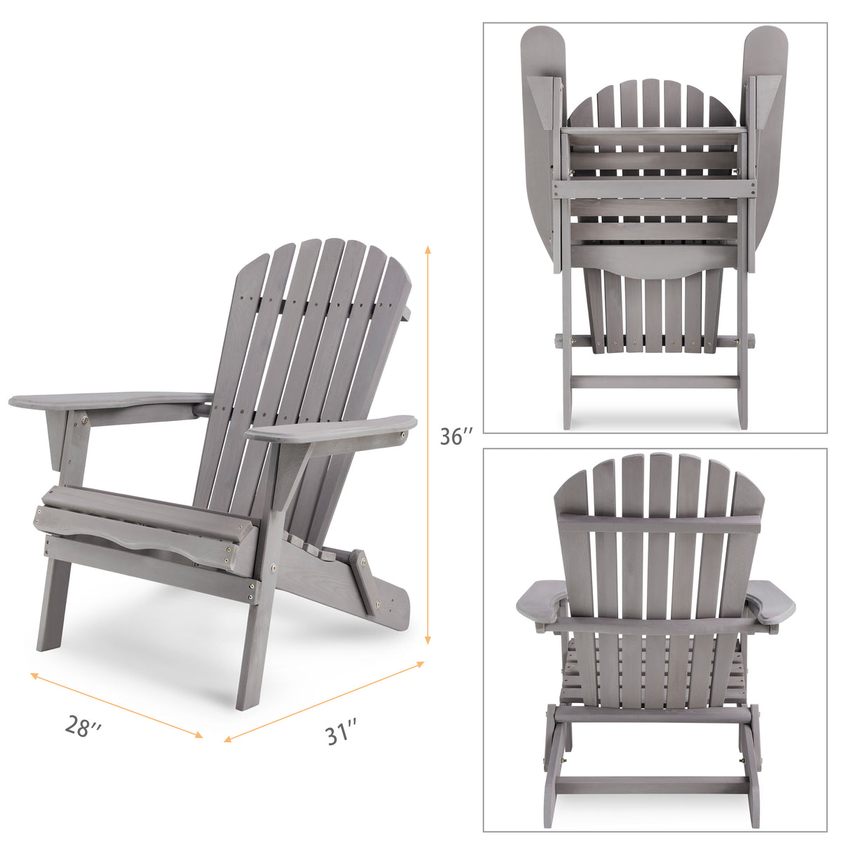 Wood Lounge Patio Chair for Garden Outdoor Wooden Folding Adirondack Chair Set of 2 Solid Cedar Wood Lounge Patio Chair for Garden, Lawn, Backyard, W139058446-djyc