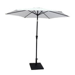 8.8 feet Outdoor Aluminum Patio Umbrella, Patio Umbrella, Market Umbrella with 42 Pound Square Resin Umbrella Base, Push Button Tilt and Crank lift, Creme B010S00231-djyc