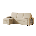 85.8" Pull Out Sleeper Sofa L-Shaped Couch Convertible Sofa Bed with Storage Chaise And Storage Racks,With USB Port And T-pyce Port W834S00266-djyc