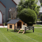 Outdoor Large Wooden Cabin House Style Wooden Dog Kennel with Porch W21951579-djyc