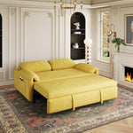 Dual-Purpose Velvet Sofa Bed: Elegant Yellow Sofa Transforms into a Retractable Bed for Your Living Room W1278P152680-djyc