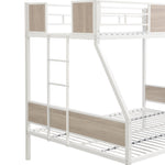 Twin Over FULL Metal Bunk Bed with Trundle 2 - Side Ladder and Full-Length Guardrail, No Box Spring Needed, Large Under Bed Storage, Easy Assemble W311133416-djyc